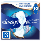Always Infinity Flexprotect Binden, Größe 3, 10 Stück, Bis zu 100% Schutz, kaum zu spüren, 35% mehr Abdeckung hinten